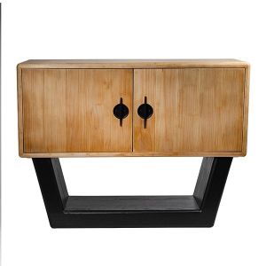 Шкаф Mdf - метален, натурален - черен 120x40x90см