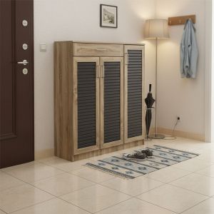 Шкаф за обувки Sante 30 чифта в цвят сонома-тъмносив 120x37x123см