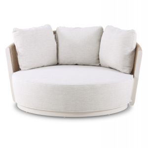 Кушетка серия Lorien Sm6413.01 алуминий цвят слонова кост - бежово с въжета и възглавници 163x158.5x82h