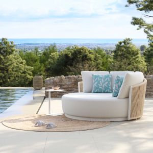 Кушетка серия Lorien Sm6413.01 алуминий цвят слонова кост - бежово с въжета и възглавници 163x158.5x82h