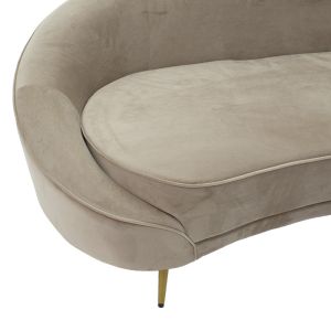 Триместно канапе Amora плюшено бежово със златни метални крака 180x81x77cm