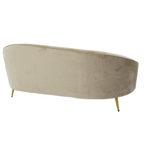 Триместно канапе Amora плюшено бежово със златни метални крака 180x81x77cm