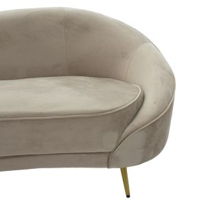 Триместно канапе Amora плюшено бежово със златни метални крака 180x81x77cm