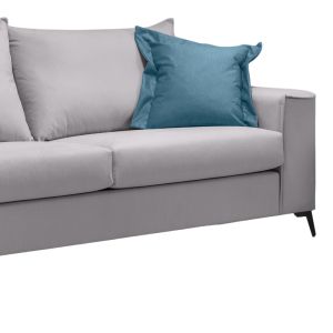 3-местен диван Verona светлосив плат със сини възглавници 225x93x100см