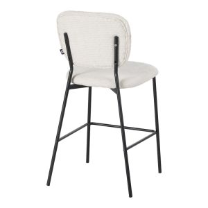 Cathair bar stool boucle fabric in beige color with black metal legs 48x54x100cm