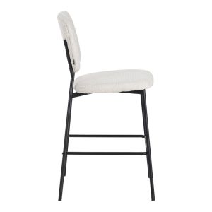 Cathair bar stool boucle fabric in beige color with black metal legs 48x54x100cm