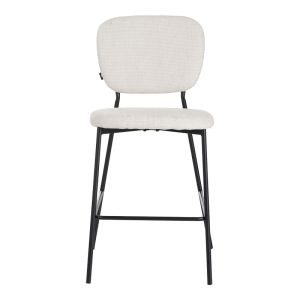 Cathair bar stool boucle fabric in beige color with black metal legs 48x54x100cm