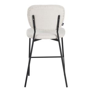 Cathair bar stool boucle fabric in beige color with black metal legs 48x54x100cm