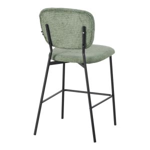 Cathair bar stool boucle fabric in green color with black metal legs 48x54x100cm