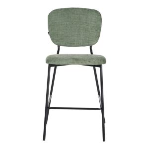 Cathair bar stool boucle fabric in green color with black metal legs 48x54x100cm