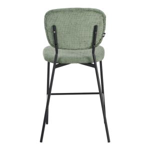 Cathair bar stool boucle fabric in green color with black metal legs 48x54x100cm