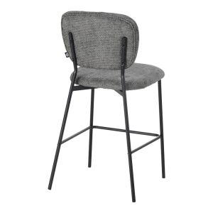 Cathair bar stool boucle fabric in dark gray color with black metal legs 48x54x100cm