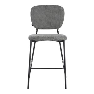 Cathair bar stool boucle fabric in dark gray color with black metal legs 48x54x100cm
