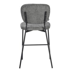Cathair bar stool boucle fabric in dark gray color with black metal legs 48x54x100cm