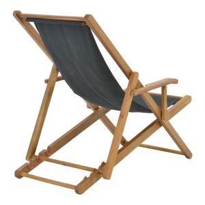Chaise Longue Xurian Acacia Wood Natural-cloth Pvc Black