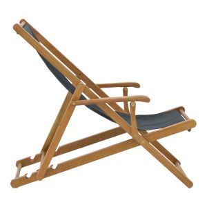 Chaise Longue Xurian Acacia Wood Natural-cloth Pvc Black