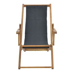 Chaise Longue Xurian Acacia Wood Natural-cloth Pvc Black