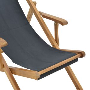 Chaise Longue Xurian Acacia Wood Natural-cloth Pvc Black