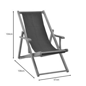 Chaise Longue Xurian Acacia Wood Natural-cloth Pvc Black