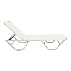 Dessie chaise longue aluminum textile off-white 56x188x30cm
