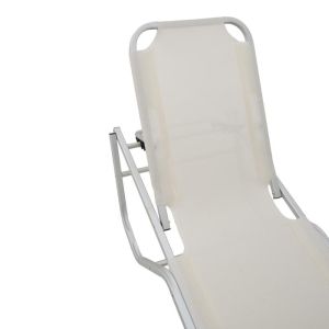 Dessie chaise longue aluminum textile off-white 56x188x30cm