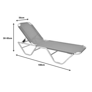 Dessie chaise longue aluminum textile off-white 56x188x30cm