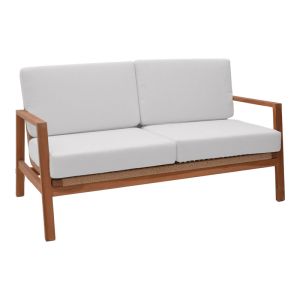 Doumain lounge set of 4 solid teak wood-white cushion-natural rattan