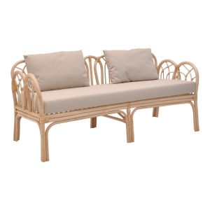 Et Of 2 Pieces Sofa And Table Ytrone-siderty Rattan In Natural Color - Garden And Sea