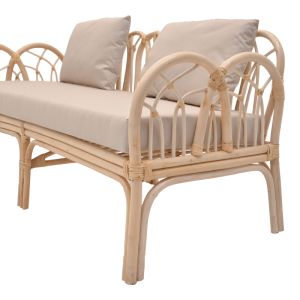 Et Of 2 Pieces Sofa And Table Ytrone-siderty Rattan In Natural Color - Garden And Sea