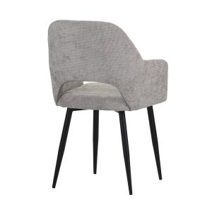 Factols chair-armchair beige-gray fabric-black metal legs 53x61x84cm