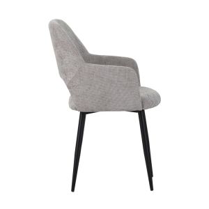 Factols chair-armchair beige-gray fabric-black metal legs 53x61x84cm