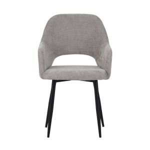 Factols chair-armchair beige-gray fabric-black metal legs 53x61x84cm