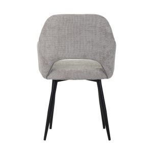 Factols chair-armchair beige-gray fabric-black metal legs 53x61x84cm