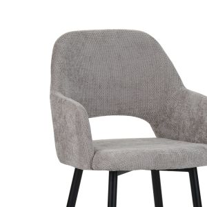 Factols chair-armchair beige-gray fabric-black metal legs 53x61x84cm
