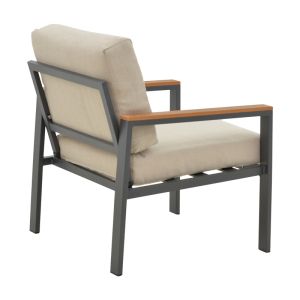 Fashionable Living Room Set Of 4 Pieces Fabric In Gray Shade And Aluminum In Anthracite Shade