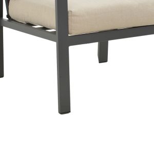 Fashionable Living Room Set Of 4 Pieces Fabric In Gray Shade And Aluminum In Anthracite Shade