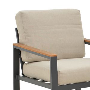 Fashionable Living Room Set Of 4 Pieces Fabric In Gray Shade And Aluminum In Anthracite Shade