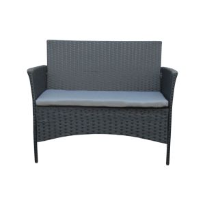 Garden Lounge Calmness Set 4pcs Rattan Black-fabric Grey