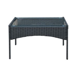 Garden Lounge Calmness Set 4pcs Rattan Black-fabric Grey