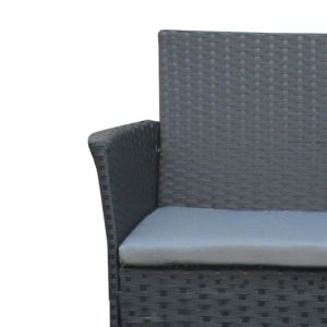 Garden Lounge Calmness Set 4pcs Rattan Black-fabric Grey