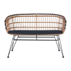 Garden Sofa 2 Seater Naoki With Cushion Pe Natural-metal Black 148x70x72cm