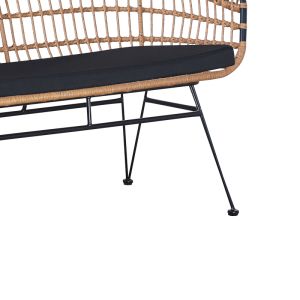 Garden Sofa 2 Seater Naoki With Cushion Pe Natural-metal Black 148x70x72cm