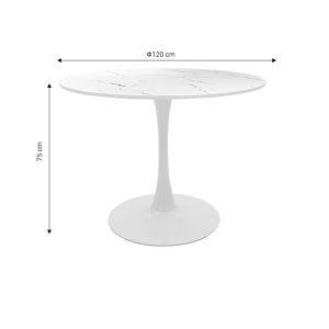 Julita-balou I комплект с трапезна маса от 5 Pp-mdf в цвят бял мрамор D120x75cm