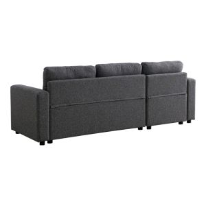 Kamore corner sofa bed with storage, anthracite fabric, 223x146x85cm