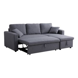 Kamore corner sofa bed with storage, gray, fabric 223x146x85cm