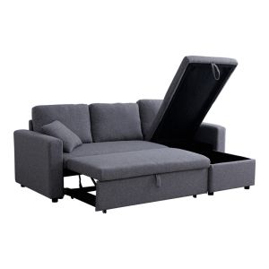 Kamore corner sofa bed with storage, gray, fabric 223x146x85cm
