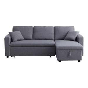 Kamore corner sofa bed with storage, gray, fabric 223x146x85cm