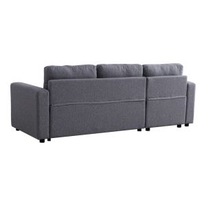 Kamore corner sofa bed with storage, gray, fabric 223x146x85cm