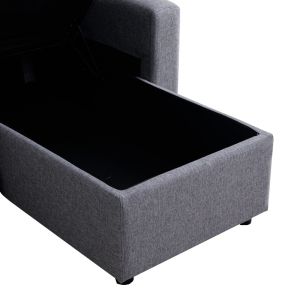 Kamore corner sofa bed with storage, gray, fabric 223x146x85cm