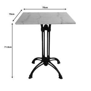 Marmol marble cast iron table in white-black shade 70x70x71.8cm